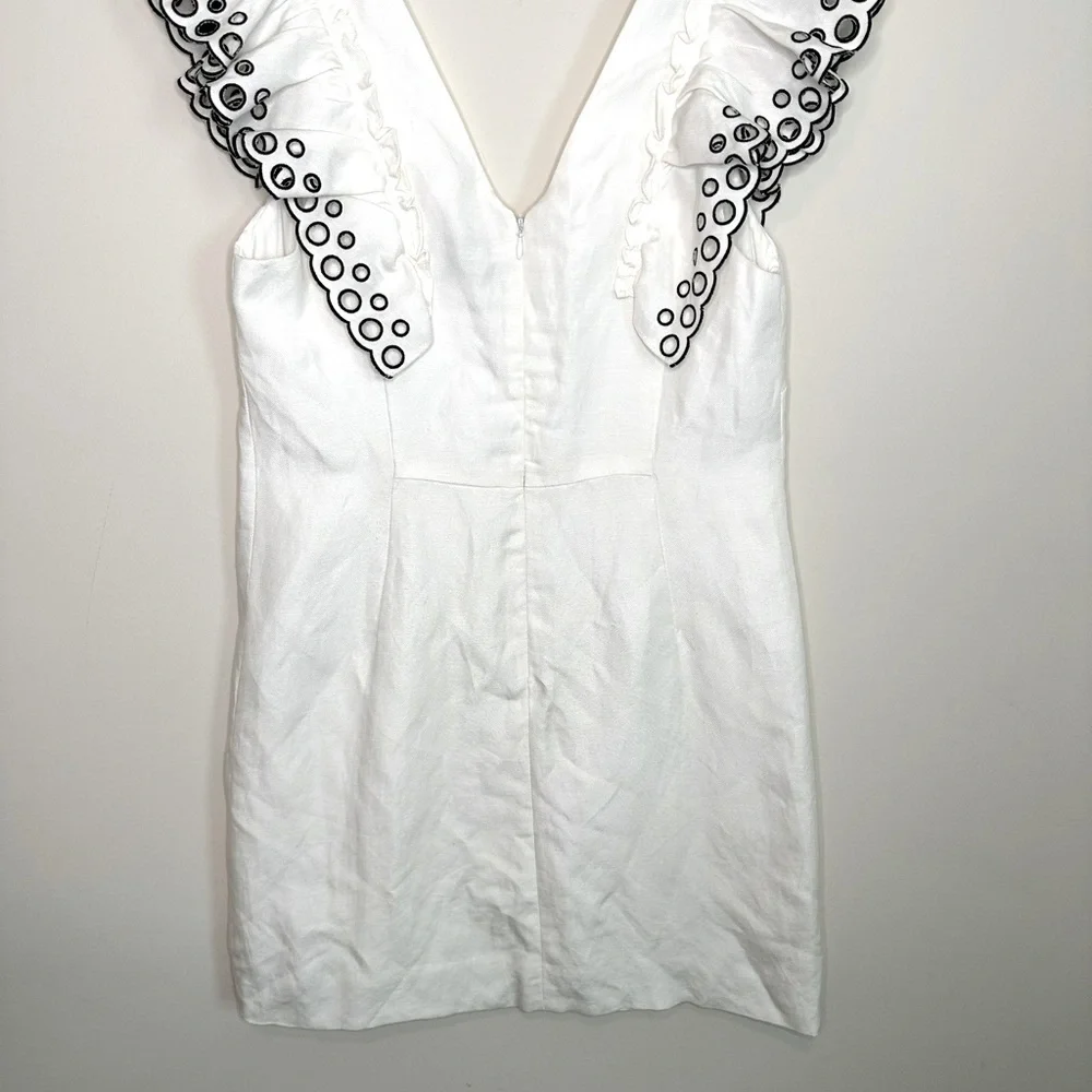 J. Crew Collection White Eyelet Flutter Sleeve Linen
Sheath Dress Size 2 - Picture 9 of 15